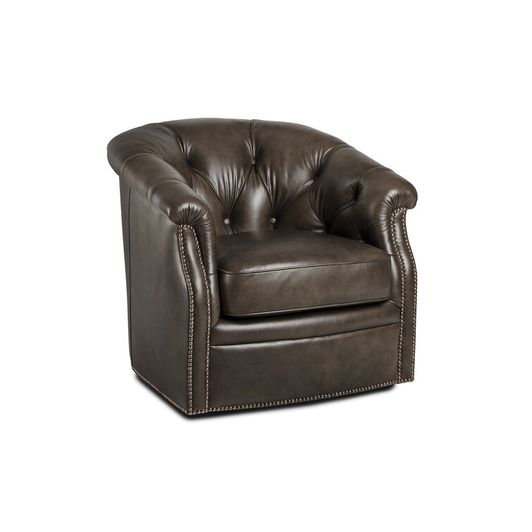 Leather swivel best sale bucket chair